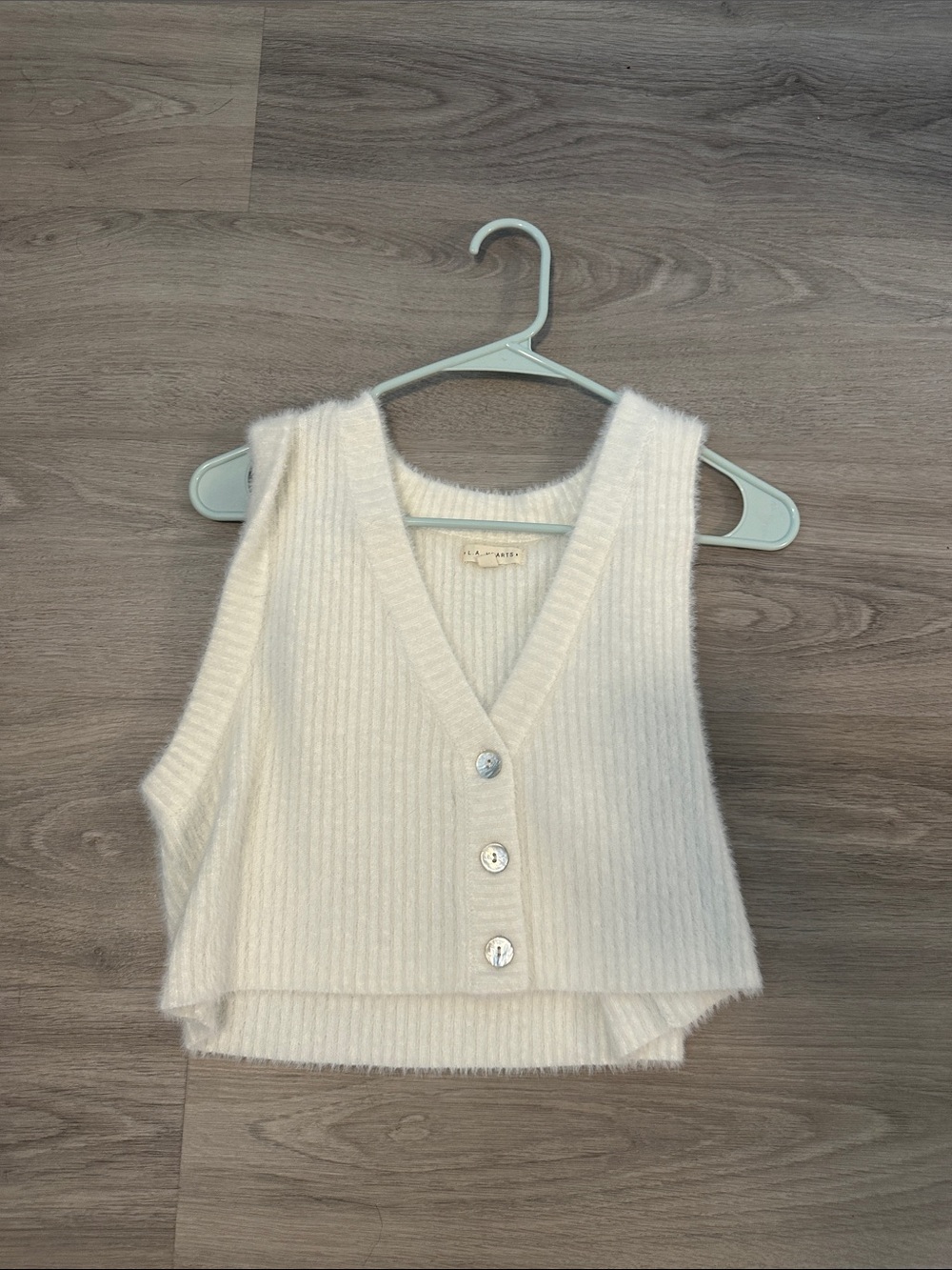 L.A. Hearts Soft Cream Fuzzy Knit Vest